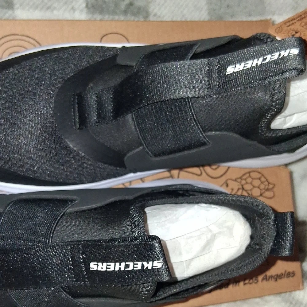 Skechers Boy’s Black and White Slip-On Athletic Sneakers